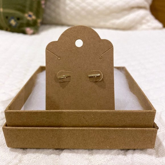 Pair of Rowan 14K Yellow Gold Bar Studs with Threaded Flatbacks - Picture 3 of 7